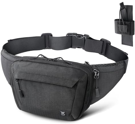 RXW Tactical Concealed Carry Fanny Pack, CCW Fanny Pack, Waist Bag for Men, Hip Bag Compact Belt Bag for Hiking, EDC Waist Pack(Adjustable Up to 60 Waist)