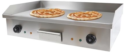 MJMLUCK Plancha eléctrica Comercial de 110 V y 3000 W, con Doble Control, para encimera, teppanyaki de Acero Inoxidable, Ideal para panqueques y Tocino crujiente.