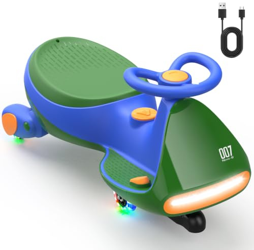 FanttikRide 12V N7 Pro Macchina Elettrica per Bambini, Ricarica Di Tipo C, Auto Elettrica 2 in 1, 2 Velocità, Antiribaltamento, Ruote Lampeggianti, Bluetoothper Bambini da 3-8 anni, Blu-verde.