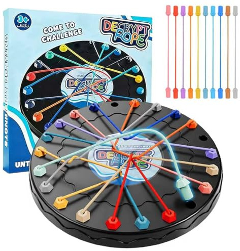Brainy Knots Gioco da Tavolo | Puzzle Slegare Corda con 10 Fili Colorati | Gioco Logica per Bambini 3+ | Gioco Famiglia Viaggio Strategico