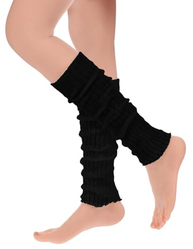 Bremorou Stulpen Damen Schwarz Beinstulpen Leg Warmers Lange Gestrickt Beinwärmer Häkelarbeit Gestrickte Frauen Legwarmers Crochet Strick Bein Kniestrümpfe Beinwärm für Winter Frühling Und Herbst