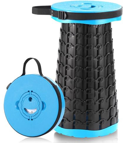 KOKSRY Upgraded Collapsible Stool, 800LBS Heavy Duty Portable Folding Seat, 18-Inch Lightweight Retractable Stool for Adults Camping Fishing Hiking Travel