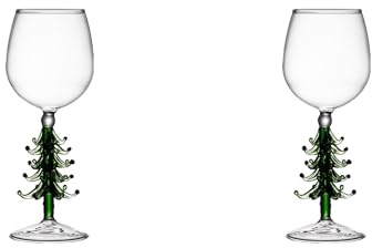 360ml Weingläser Weihnachten,Rotweingläser Mit 3D Grün Weihnachtsbaum,Schönes Weihnachtstassen,Kaffee-Tassen,Weihnachtsbaumglas Tasse Dekorative Hochstieliges Glas,Kaffeebecher Weihnachtsdeko (2PC)