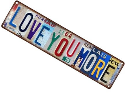 I Love You More Sign Wall Decor, Vintage Metal License Plate, Win Inspirational Poster Art Painting, with Elegant Design, for Bars Apartment Gate Coffee Home Decoration Daily Use