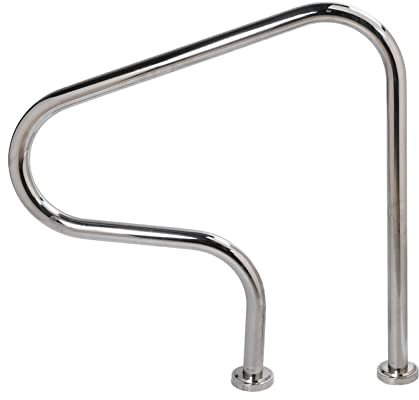 ZASCHMOY Barandilla para Piscina Barandilla de Escalera para Piscina de Acero Inoxidable 304 Curvo Soporte de Seguridad para Piscinas Públicas y Privadas - Fácil Instalación (ST003)