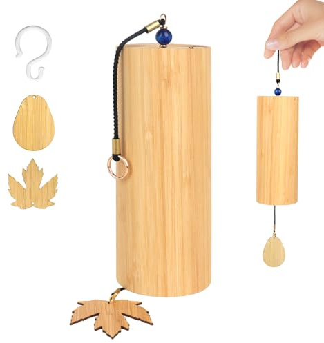 KQWVZ Japanische Bambus Windspiele, Natürliches Bambus-Windspiel, Klangspiel aus Bambus, Zen Windspiel Für Draußen Hängend Meditation, Klangheilung, Yoga, Hausgarten-Dekoration(D-Akkord)
