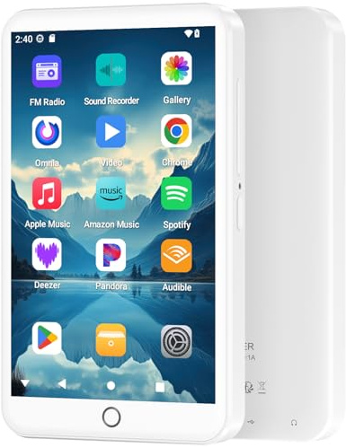 Fanvace 32GB MP3 Player with Bluetooth, WLAN und 4 Inch Touchscreen, White | 2000 mAh, Android 13 mit Lautsprecher, unterstützt Spotify Apps, Deezer, Play Store, bis 512GB erweiterbar, 3GB RAM & 32GB
