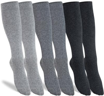 RS. Harmony Kniestrumpf, ohne Gummidruck für Damen, aus Baumwolle | 3 Paar | anthrazit, mittelgrau, grau | 35-38