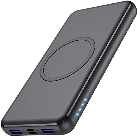 iPosible 10W Wireless Powerbank 26800mAh【18W PD Type-C&USB QC 3.0 】 Externer Akku mit 4 Ports Schnellladung Power Pack Ladegerät Akkupack Kompatibel mit iPad, Samsung Galaxy, Huawei-Schwarz