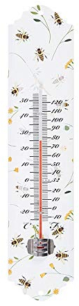 Rivanto® Thermometer Bienenmuster von -25 °C bis +55 °C, Höhe 30 cm, aus Metall
