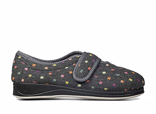 Padders Camilla Wide Fitting Womens Memory Foam Slippers - Lightweight Ladies Slipper with Rubber Soles and Soft Footbeds for Extra Room and Ultimate Comfort