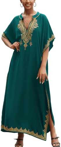 YOUKD Summer Floral Loose Caftan Boho Beach Bikini Couvrir Robe Robe Grande Taille pour Femme