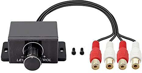 Universal RCA Level Controller Car Audio Amplifier RCA Audio Adjuster Bass Boost Volume Control Knob and Cable for Car Motorcycle Speakers Home Theater
