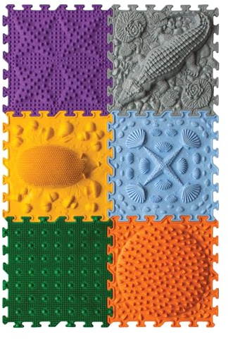 ORTO NATURE Tapis de sol de massage puzzle - Ensemble de tapis de jeu orthopédique pour enfants, jeu sensoriel, carreaux de sol emboîtables, jeune explorateur
