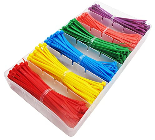 Superun Kabelbinder, klein, 10,2 cm, 480 Stück, mehrfarbig, gemischt, sortiert, Rot, Gelb, Blau, Grün, Rosa, Violett