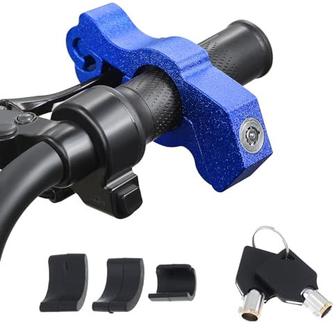 Windance Antifurto per moto, resistente blocco del freno anteriore, con impugnatura dell'acceleratore, protezione per leva del freno e leva del freno (blu, L)