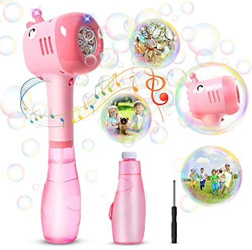 Panacare Giraffe Seifenblasenspielzeug für Kinder, Elektrische Seifenblasenmaschine Bubble Machine 4000+ Seifenblasen/Min mit 290ML Seifenblasenlösung/Musik für Outdoor/Party/Hochzeit, Bubble Blower