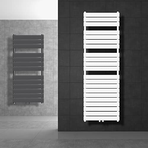 ECD Germany Radiateur Design Steam Non Électrique - 600 x 800 mm - Anthracite - Connexion Central - avec Garniture de Raccordement au Sol et Thermostat - Forme de Passage - Chauffage Salle de Bain