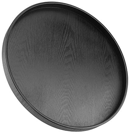 KIMISS Deko Tablett Schwarz ø37.5cm Modernes Rundes Schmuck Tablett für Kosmetik Süßigkeiten Snack Kaffee Butter Schlüssel Kerzen