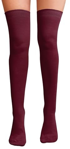 NuJake Over The Knee Thigh High Socks, Cotton & Lycra for Girls, 4-5.5 | Long, Cotton-Rich, School Uniform, Primary & Plain Colours