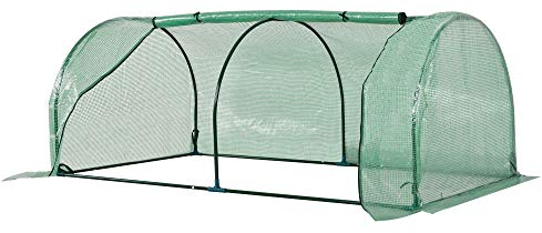 Outsunny Invernadero de Exterior 200x100x80 cm Invernadero de Jardín Tipo Túnel con Marco de Acero y Cubierta de PE 140g/㎡ para Cultivo de Plantas Tomates Verde