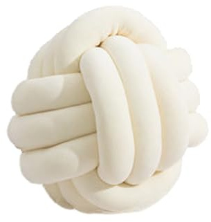 RZYW Coussin De Noeud, Coussin De Canapé, Coussin De Boule De Noeud, Coussin Décoratif, Coussin Noué pour Canapé, Noeud Décoratif Doux Et Rond, Coussin en Peluche,Milk White,D 22cm