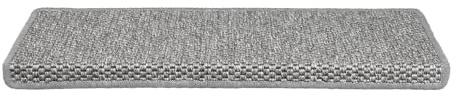 casa pura Stufenmatten innen 15 Stück, halbrund selbstklebend in Sisal-Optik Treppenstufen Matten Silber 65x23,5 cm