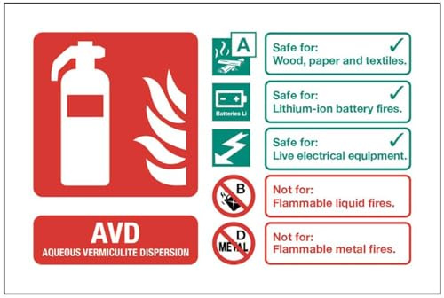 AVD (lithium battery) extinguisher identification (semi rigid pvc safety sign)
