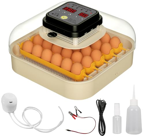 Brutmaschine Vollautomatisch 16/30 Eier Brutautomat Inkubator Hühner ,Brutautomat für Hühner, Enten & andere Vögel ,Inkubator,Integrierte Eierschale，Temperaturkontrolle (30 Eier)