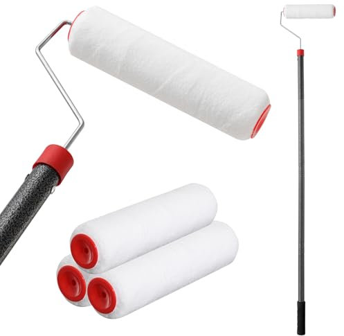 Starbover Long Paint Roller Extendable 121cm, Sponge Long Rollers for Painting, Gloss Paint Roller Set Decorating Tools for Walls and Ceilings, Paint Roller Set with extension pole
