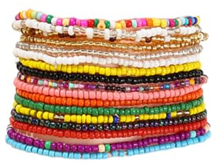 Dinghaole 16 Pcs Boho Anklets for Women, Handmade Beaded Elastic Bracelet, Foot Jewelry for Girls Beach Vacation