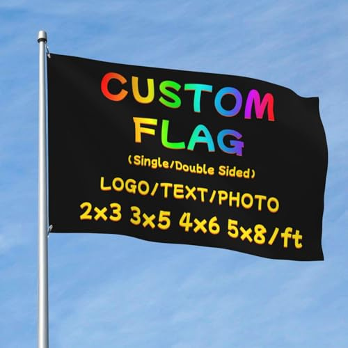 PRFELMG Personalisierte Gartenflagge - Gestalten Sie Ihre Flagge mit eigenem Design, Foto/Logo/Text, ideal für Festivals und Outdoor-Veranstaltungen - 5x8 Ft - einseitig bedruckt.