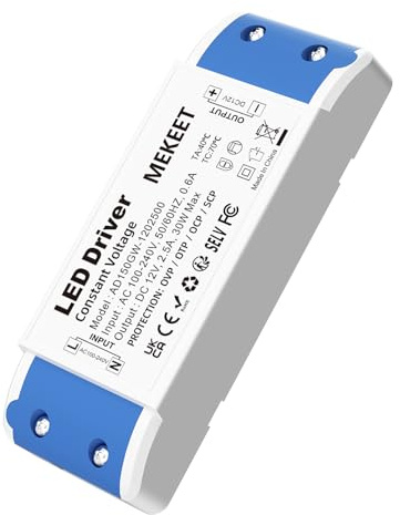 LED Transformer 12V 30W, LED Driver Adapter AC 240V to DC 12 Volt 2.5A Low Voltage Power Supply Constant Voltage for Strip, Cabinet Lights, Display and G4, MR11, MR16 Bulbs