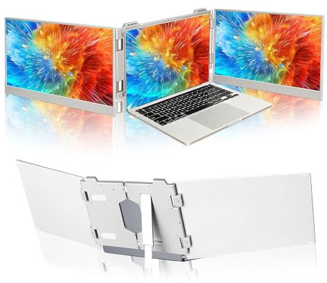 JOSBY Monitor Portatile Triplo per Laptop, estensore per Schermo Laptop con Display IPS Full HD, Stati Display Multipli e Supporto ruotabile, Doppio Monitor Pieghevole per dispositivi Notebook <8 mm