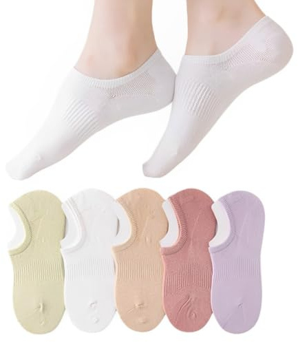 BEPSYOM Chaussette Femme, 5 Paar Chaussettes Basses Courte Femme sans Couture, en Coton Respirant et Anti-transpiration, respirant, adapté pour Sport, Course, Fitness, Extérieur, socquettes femme