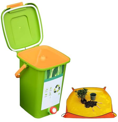 avec Robinet pour Collecter Le Liquide De Compost Composteur De Jardin 2/2,6/4/5 Gallons économisez De l'espace Et Facile à Transporter Seau à Compost,Style3(15L)-2Set