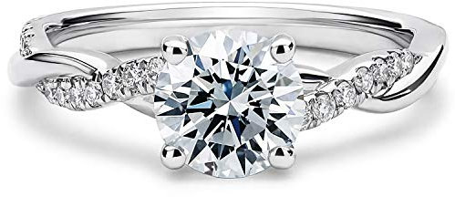 Molioaki Verlobungsring Damen Weißgold 9K(375) Unendlicher Ring Diamantring 1 Karat Brillantschliff 5A Zirkonia Ring Weißgold Eheringe Damen Verlobung Hochzeit Geschenk mit CZ-GE