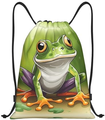 Tunnelzug Gymsack Cartoon-Frosch-Druck Kordelzug Rucksack Verstellbar Rucksack Für Damen & Herren Erwachsene Gymnastikbeutel, Für Reisen, Schwimmen, 36x42cm