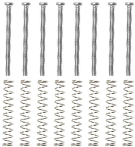 Create idea 8 Sätze Befestigungsschrauben für Humbucker-Tonabnehmer M2,5 X P0,45 Länge 31 Mm mit 28 Mm Federn zur Installation und Einstellung von Doppelspulen-Tonabnehmern Silber
