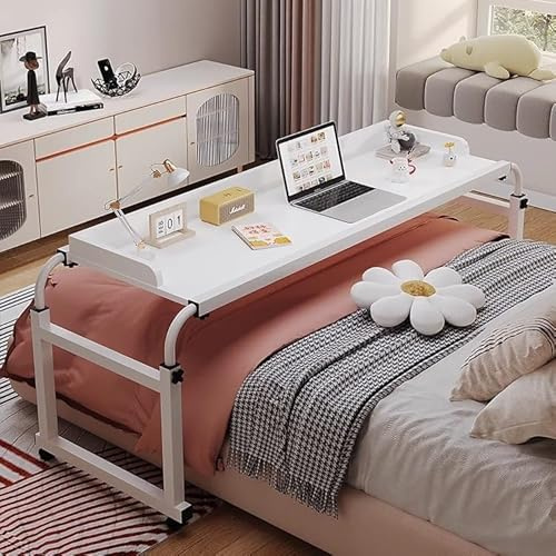 LIJBDDM Scrivania Laptop,Tavolo Da Letto Mobile Regolabile In Altezza Con Ruote Tavolino Da Letto Scrivania Per Computer Estensibile A Croce Adatto Per Camera Da Letto/studio/soggiorno(Color:white)