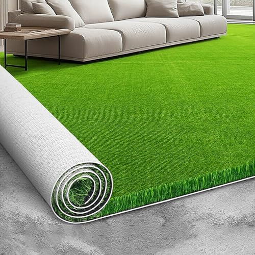 JCSRYD Pelouse Synthetique Exterieur, Tapis D'intérieur en Gazon Artificiel avec Trous de Drainage pour Salon, Balcon, Fausse Pelouse, Hauteur de l'herbe : 25 mm(6.5 * 6.5ft/200 * 200cm)