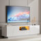 KZNGK TV Schrank Hochglanz mit LED Beleuchtung, TV Lowboard für Fernseher bis zu 70 Zoll,Fernsehtisch mit Schrank und Schublade, Fernsehschrank für Wohnzimmer Schlafzimmer,160 x 40 x 35cm (Weiß)