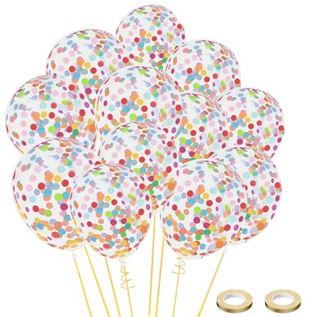 Konfetti Ballons Bunt SKYIOL 30 Stück 12 zoll Luftballons mit Konfetti Mehrfarbige Papier Konfetti Luftballons Konfettigefüllten Ballons für Erwachsene Geburtstag Hochzeit Silvester Abschluss Deko