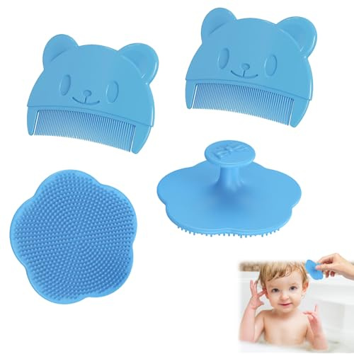 Cfcyhla 4 Stück Baby kamm für milchschorf,Baby haarbürste,Babybürste,Milchschorf Kamm,Milchschorf Baby Entfernen,Neugeborene Haarkamm,Effektives Kopfgneis Entfernen Schorfkamm Baby