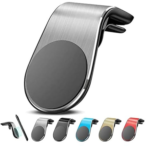 Mciluyaiio Soporte magnético para navegación de teléfono móvil, Tipo L, Giratorio 360°, para Coche, para ventilación de Aire, Universal, Compatible con Cualquier Smartphone (Plateado)