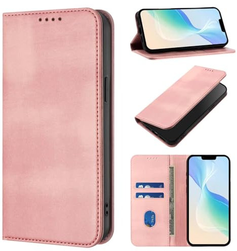 xinyunew Funda para Motorola Moto Edge 40 Neo 5G,PU Cuero Flip Carcasa Fundas Móvil de Tapa Libro con Cierre Magnético,Tarjetero y Suporte,Capa Plegable Cartera,Flip Cover Case (Rosa)
