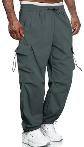 YAOBAOLE Pantalons Cargo Homme Pantalons de Travail Homme Pantalon Cargo Hommes Taille Elastique Pantalon Hommes Joggers Gris Foncé 3XL