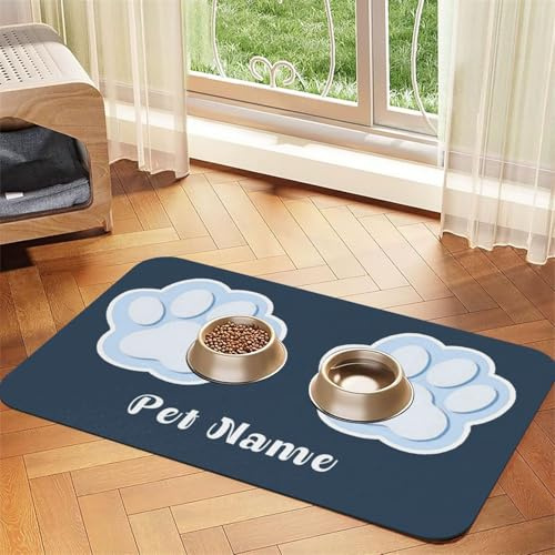 ZYHJJ Personalisierte Napfunterlage,mit Foto und Namen,Fressnapf Matte für Hunde,Personalisierbare Napfunterlage für Katzen,Absorbierend Anti-Rutsch