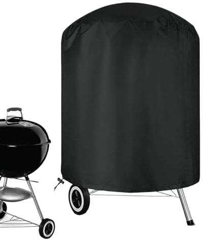 Grillabdeckung aus Carbon Holz - Staubschutzdeckel Wasserdicht | Runde Schwere Abdeckung Perfekt für Garten, Terrasse, Grill, L