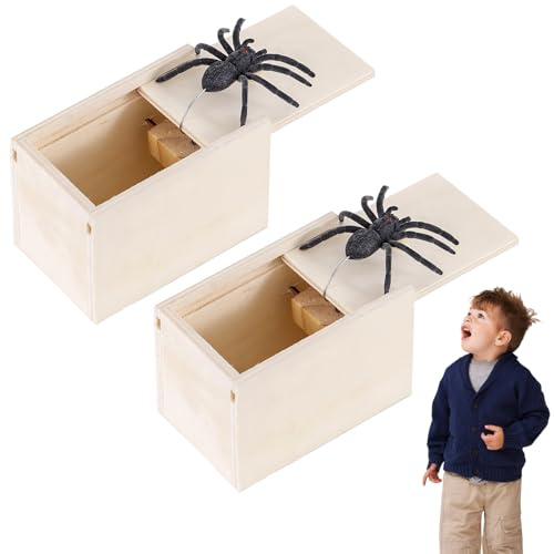 Spinnen, 2-Teiliges Premium-Set Für Lustige Scherzartikel Mit Echtem Schreckeffekt – Realistische Wooden Prank Spider Für Schockierende Halloween-Partys & Witzige Überraschungen, 5.5*6*9 cm